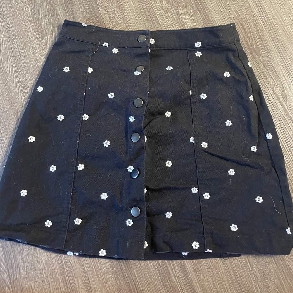 Black, high waisted, button up skirt